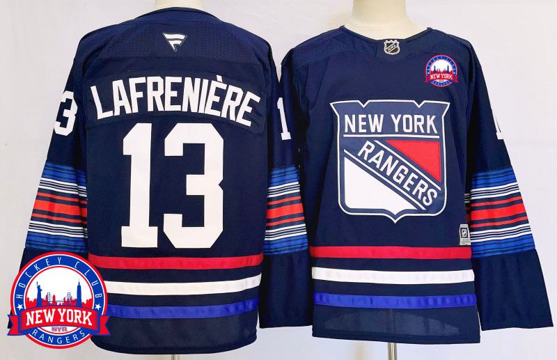 Men New York Rangers 13 Lafreniere Blue Fanatics 2025 NHL Jersey style 10